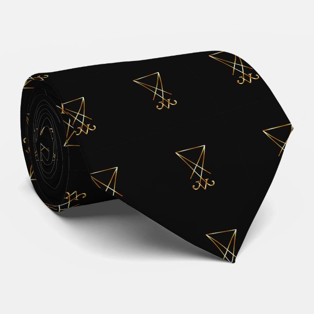 The golden sigil of Lucifer Neck Tie (Rolled)