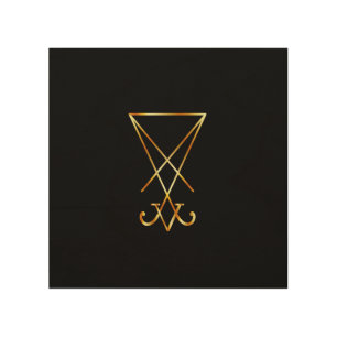The golden sigil of Lucifer Wood Wall Art