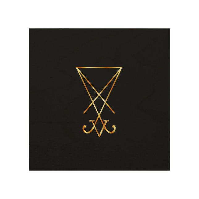 The golden sigil of Lucifer Wood Wall Art (Front)