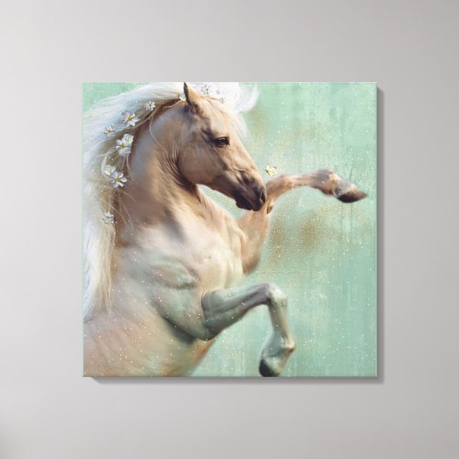 The Golden Stallion Horse - Poster Canvas Print (Front)