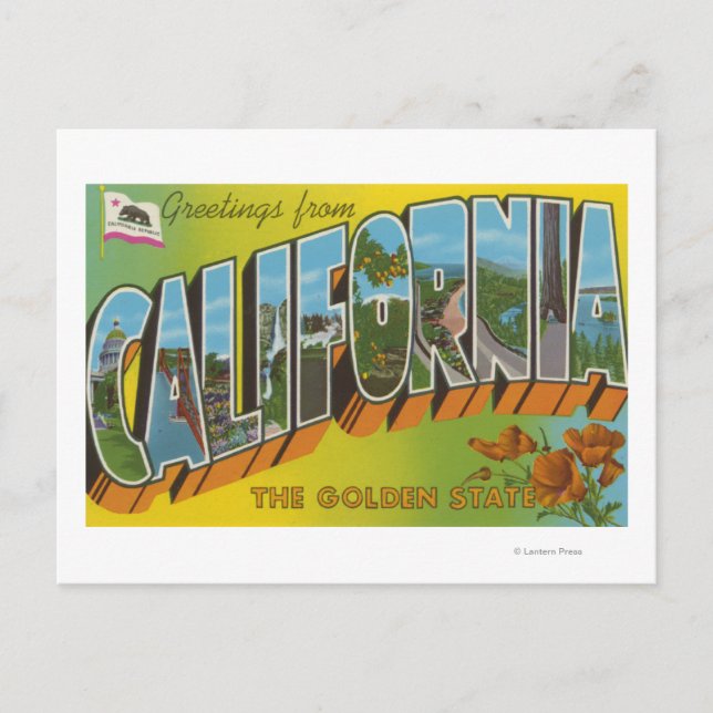The Golden State - Large Letter Scenes Postcard (Front)