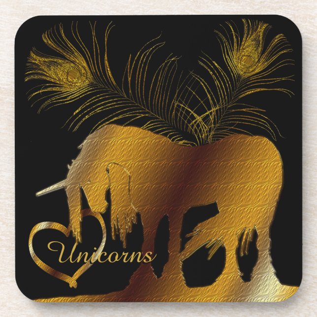 The Golden Unicorn Beverage Coaster (Front)