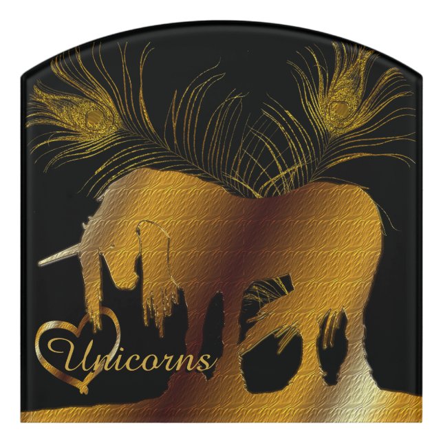 The Golden Unicorn Door Sign (Contour Front)