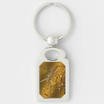 The Golden Unicorn (gold Background) Keychain by Heart_Horses at Zazzle