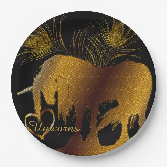 The Golden Unicorn Paper Plates (Front)