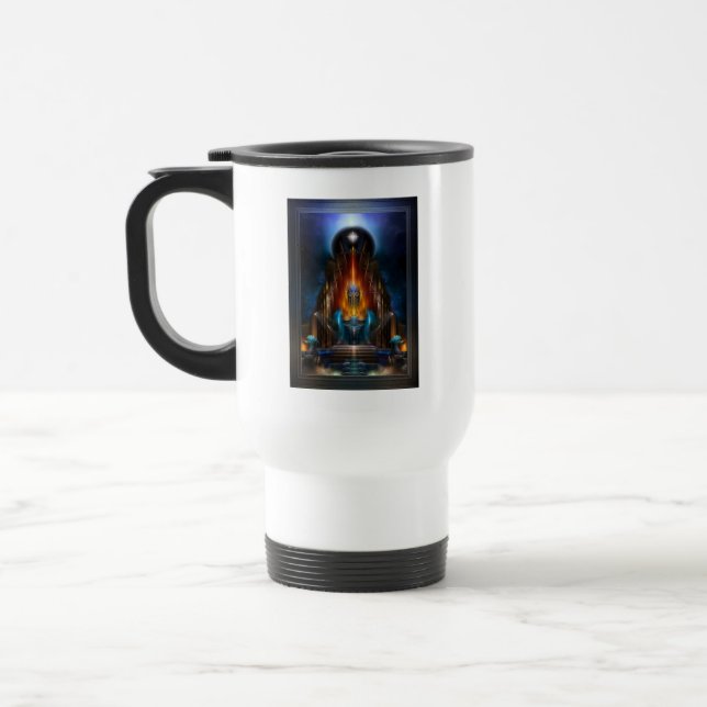 The Golden Vision Of Arsencia Fractal Art Travel Mug (Left)