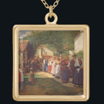 The Golden Wedding (oil on canvas) Gold Plated Necklace<br><div class="desc">Image:97060  The Golden Wedding (oil on canvas). Nono,  Luigi (1850-1918). Museo d'Arte Moderna di Ca' Pesaro,  Venice,  Italy.  Art,  Fine Art.</div>