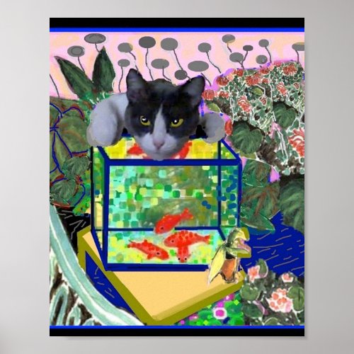 The Goldfish and Sheba Parody Cat Art  Poster