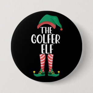 The Golfer Elf Golf Family Matching Christmas Button