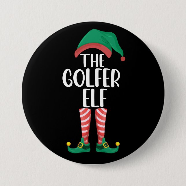 The Golfer Elf Golf Family Matching Christmas Button (Front)