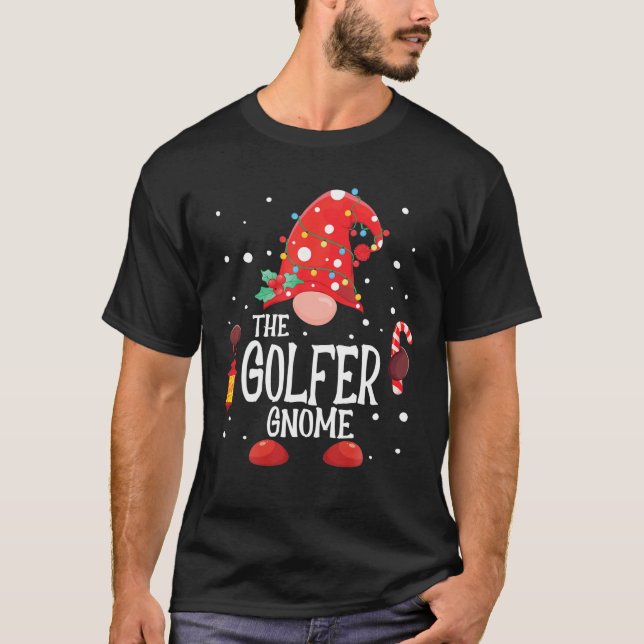 The Golfer Gnome Matching Family Christmas Gnome T-Shirt (Front)