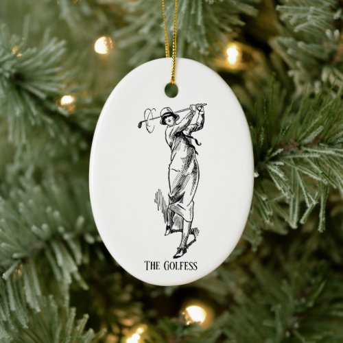 'The Golfess' Vintage Golf Lady Ceramic Ornament