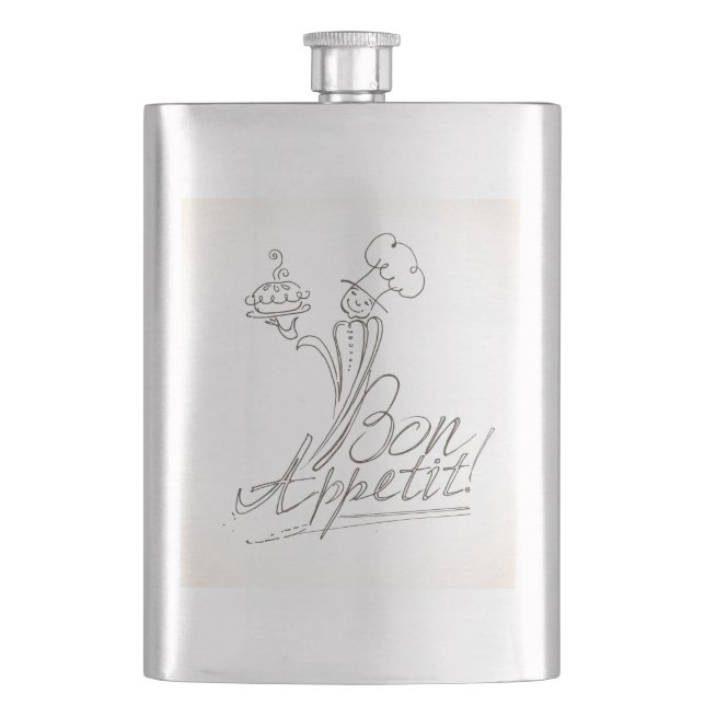 The Good Chef says Bon Appetit! Flask (Front)