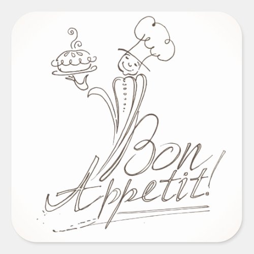 The Good Chef says Bon Appetit Square Sticker