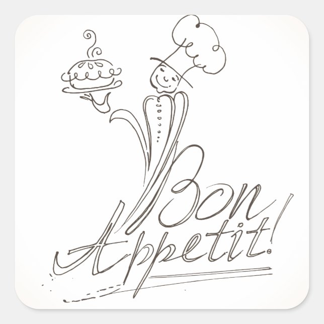 The Good Chef says Bon Appetit! Square Sticker (Front)