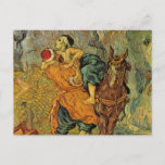 The Good Samaritan by Vincent van Gogh Postcard<br><div class="desc">The Good Samaritan (after Delacroix) by Vincent van Gogh is a vintage fine art post impressionism daily life portrait painting featuring a man from Samaria helping a wounded man who has been robbed back onto his horse. It is a mirrored copy of Eugène Delacroix' Good Samaritan, 1849. About the artist:...</div>