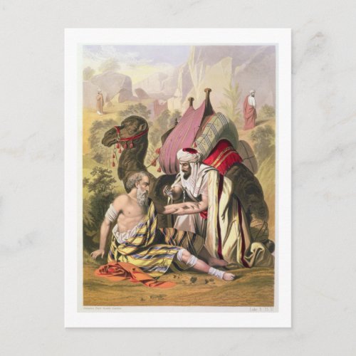 The Good Samaritan from a bible printed by Edward Postcard