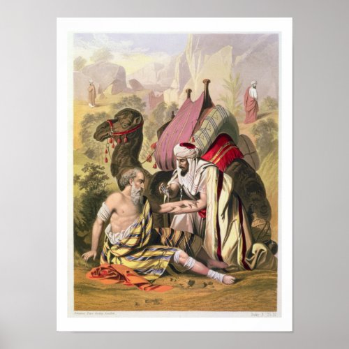 The Good Samaritan from a bible printed by Edward Poster