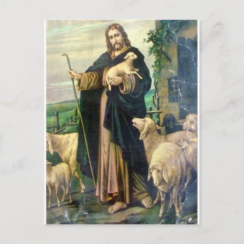 THE GOOD SHEPHERD 2 c 1900 Postcard