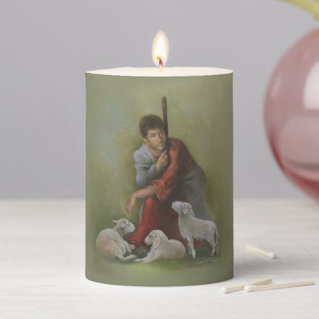 The Good Shepherd 3" X 4" Pillar Candle (In Situ)
