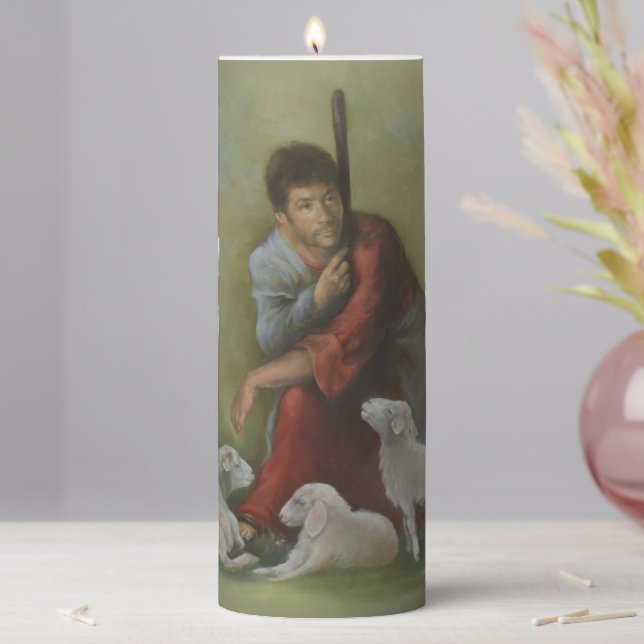 The Good Shepherd 3" X 8" Pillar Candle (In Situ)