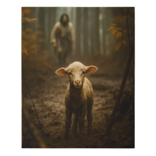The Good Shepherd and the Lost Lamb Faux Canvas Print