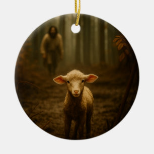 The Good Shepherd and the Lost Lamb – Jesus & Lamb Ceramic Ornament