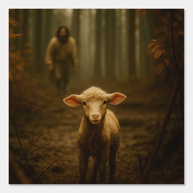 The Good Shepherd and the Lost Lamb – Jesus & Lamb Sign (Front)