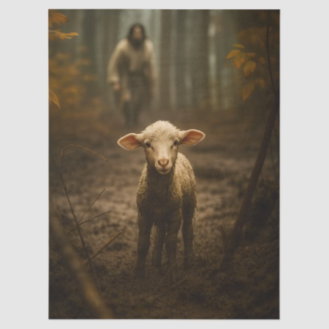 The Good Shepherd and the Lost Lamb – Jesus & Lamb Tissue Paper (Front)