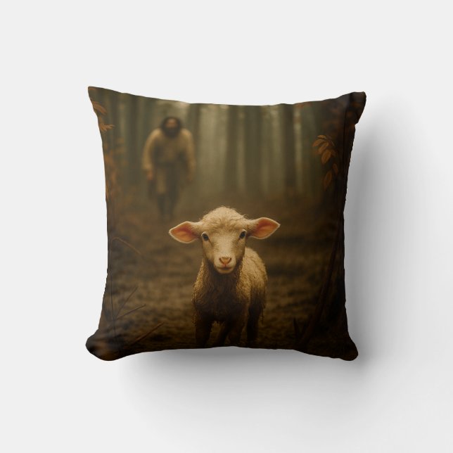 The Good Shepherd and the Lost Lamb Throw Pillow (Front)