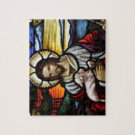The Good Shepherd; Jesus On Stained Glass Jigsaw Puzzle