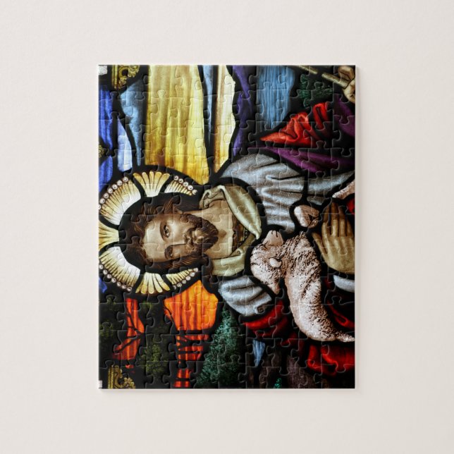 The Good Shepherd; Jesus on stained glass Jigsaw Puzzle (Vertical)