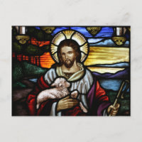 The Good Shepherd; Jesus on stained glass
