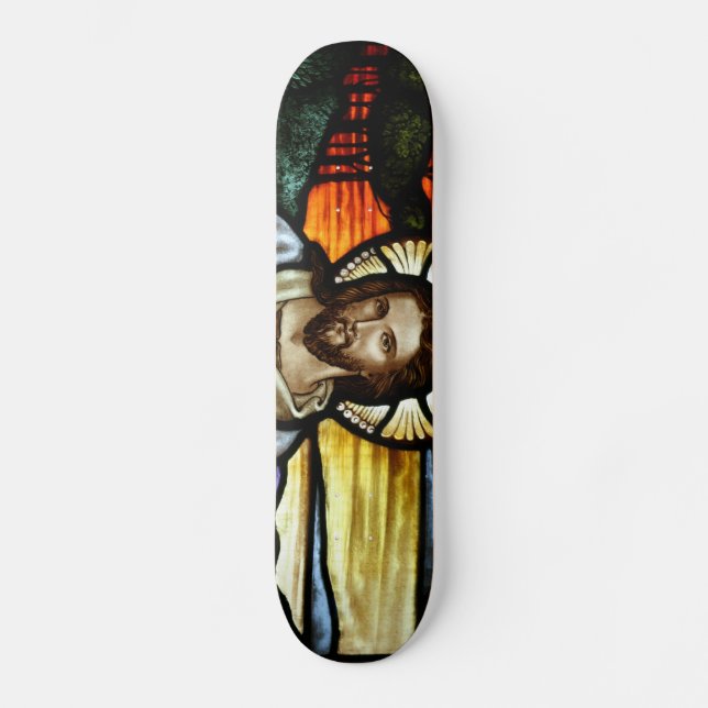 The Good Shepherd; Jesus on stained glass Skateboard (Front)
