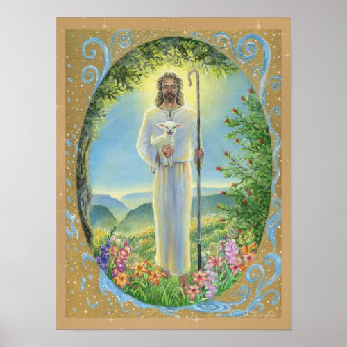 The Good Shepherd painting by Jenny McLaughlin   Poster