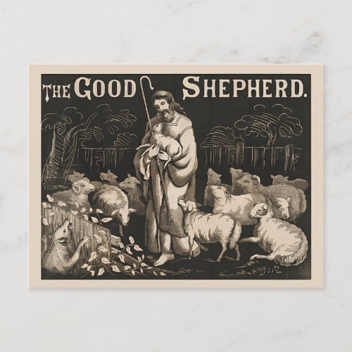 The Good Shepherd Vintage Engraving Postcard
