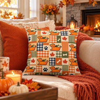 The Goodog™ Pumpkin Fall Patchwork Throw Pillow