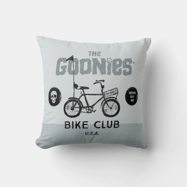 The Goonies Bike Club U.S.A. Throw Pillow (Front)