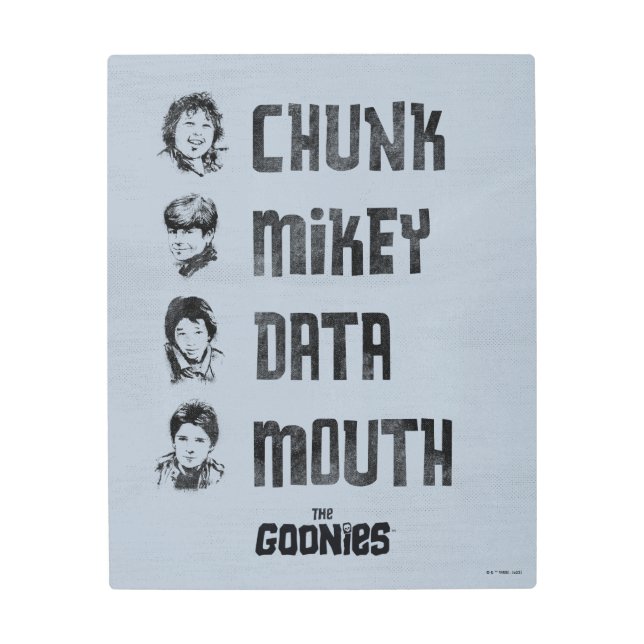The Goonies | Chunk, Mikey, Data, Mouth Metal Print (Front)