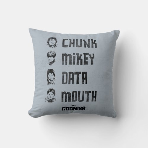 The Goonies  Chunk Mikey Data Mouth Throw Pillow