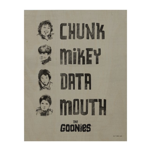 The Goonies | Chunk, Mikey, Data, Mouth Wood Wall Art (Front)
