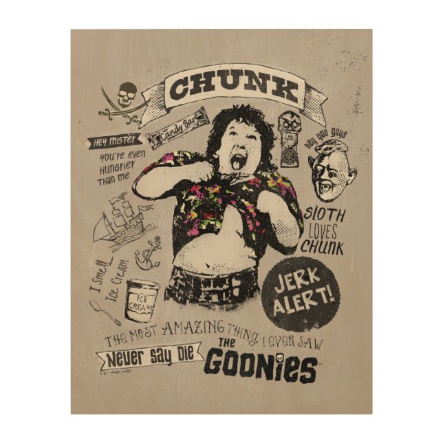 The Goonies Chunk Retro Collage Wood Wall Art (Front)