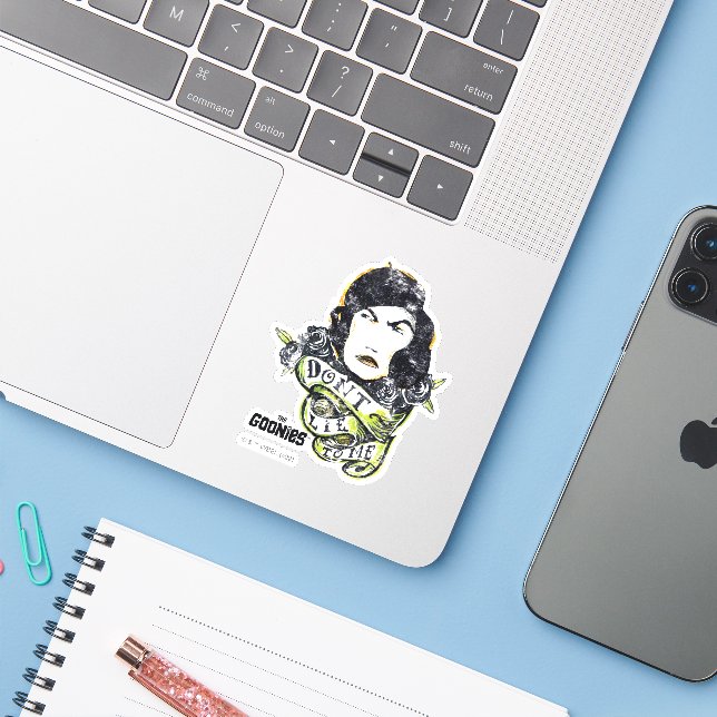 The Goonies Mama Fratelli "Don't Lie To Me" Sticker (Laptop w/ iPhone)