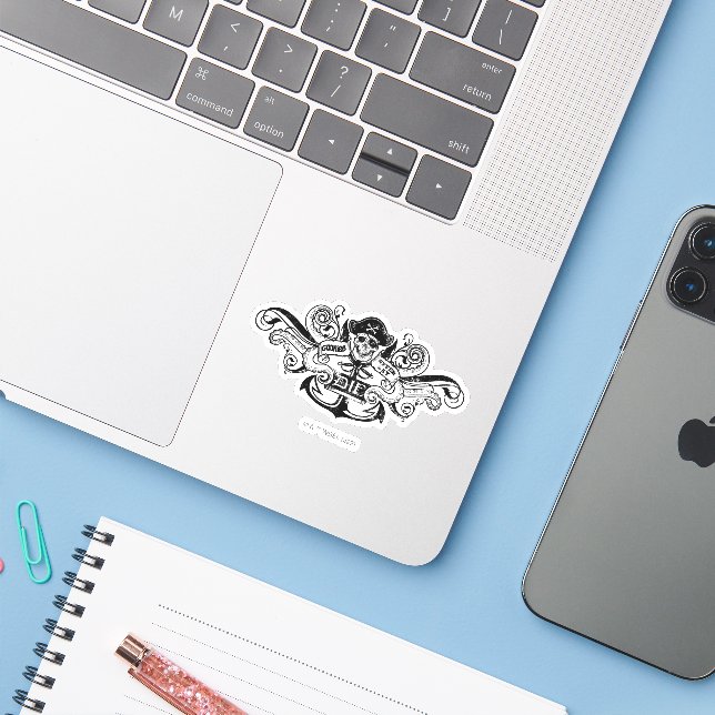 The Goonies "Never Say Die" Pirate Anchor Badge Sticker (Laptop w/ iPhone)