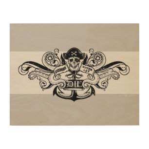 The Goonies "Never Say Die" Pirate Anchor Badge Wood Wall Art