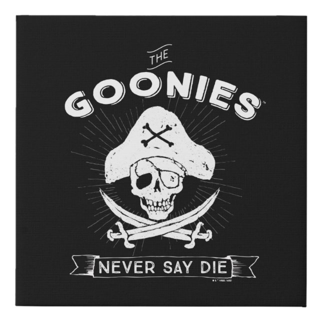 The Goonies "Never Say Die" Pirate Badge Faux Canvas Print (Front)
