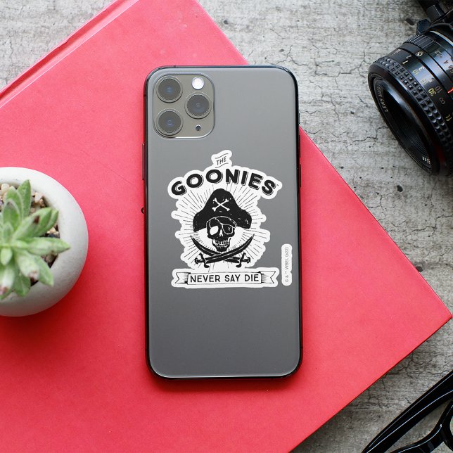 The Goonies "Never Say Die" Pirate Badge Sticker (Sticker on cell phone)
