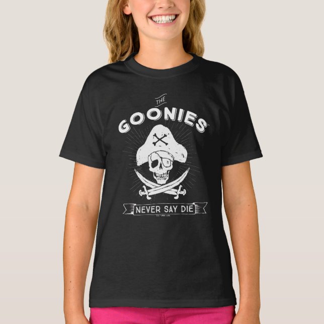 The Goonies "Never Say Die" Pirate Badge T-Shirt (Front)