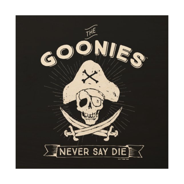 The Goonies "Never Say Die" Pirate Badge Wood Wall Art (Front)
