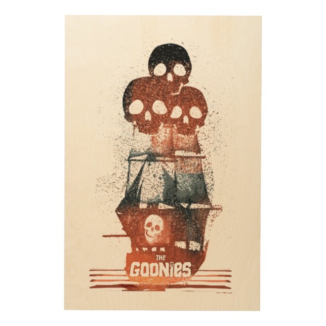 The Goonies Pirate Ship Silhouette Graphic Wood Wall Art (Front)